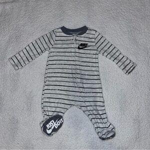 Nike Black and Gray Striped NB Footie